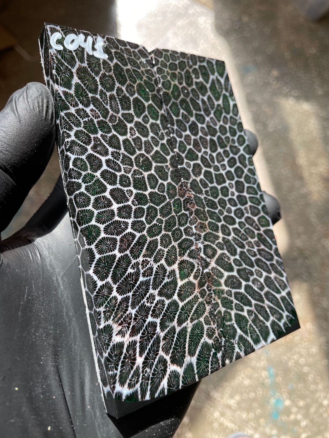 Rare coral knife handle scales stabilized with resin unique one of a kind set