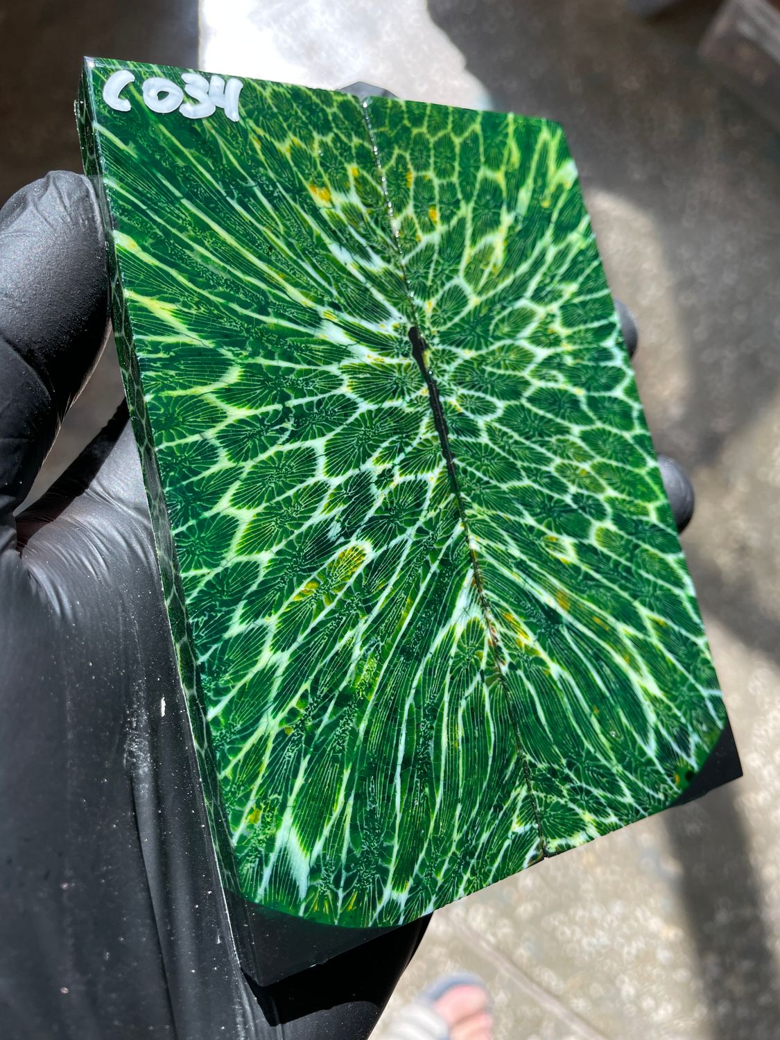 Rare coral knife handle scales stabilized with resin unique one of a kind set
