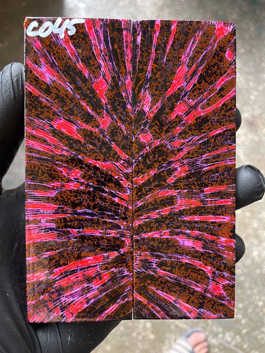 Stabilized coral knife scales pair for custom knife handle fossil material CO45