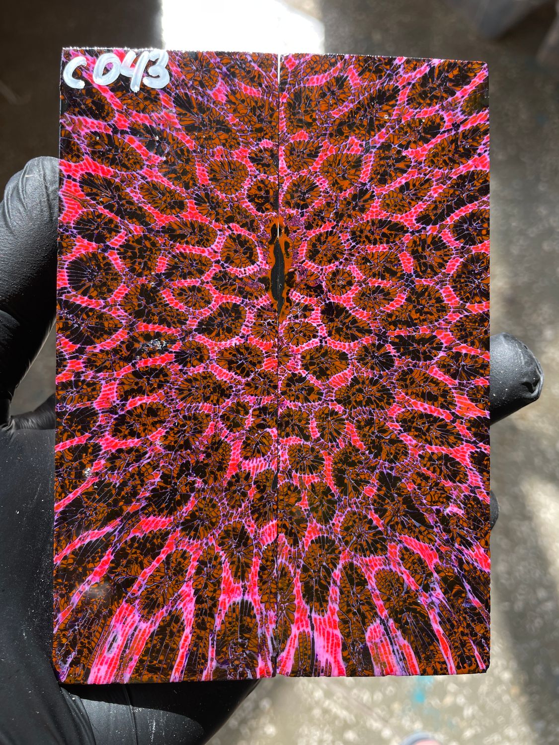 Stabilized coral knife scales pair for custom knife handle fossil material CO43