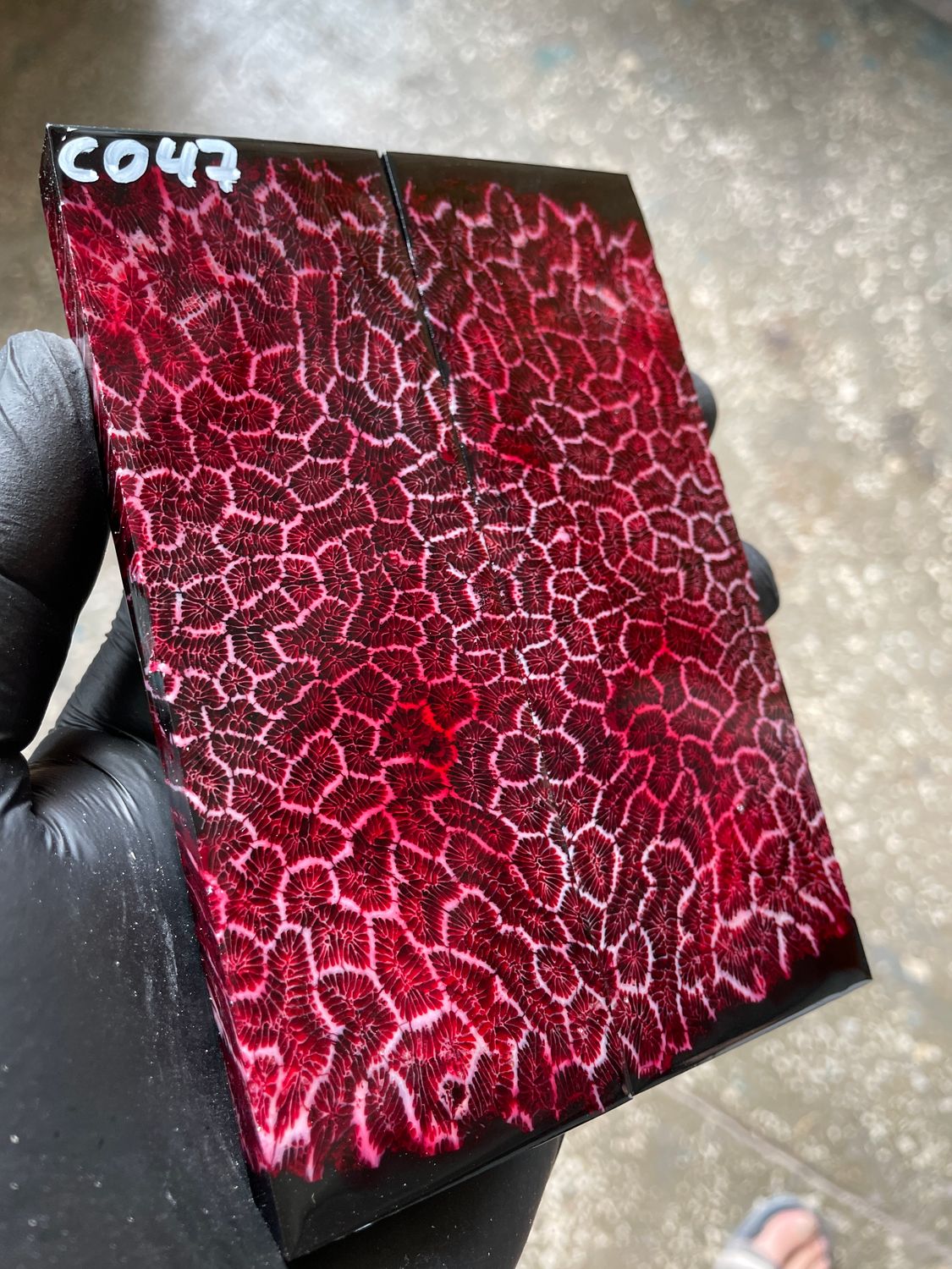 Rare coral knife handle scales stabilized with resin unique one of a kind set