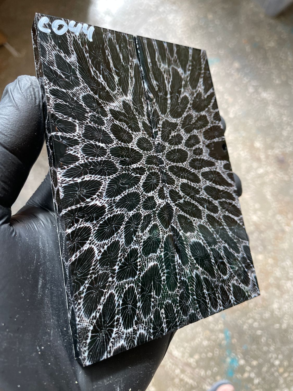 Rare coral knife handle scales stabilized with resin unique one of a kind set