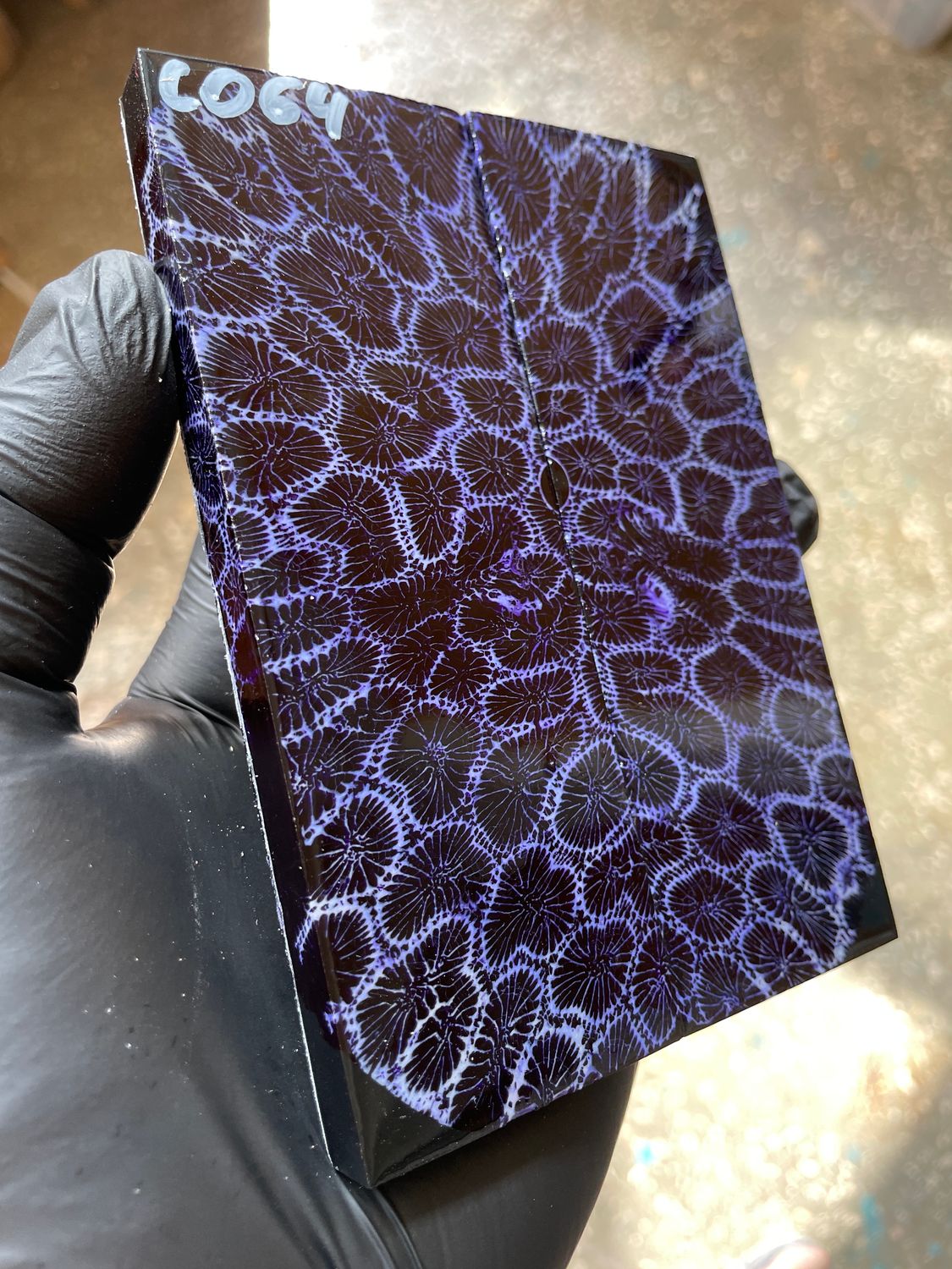 Rare coral knife handle scales stabilized with resin unique one of a kind set