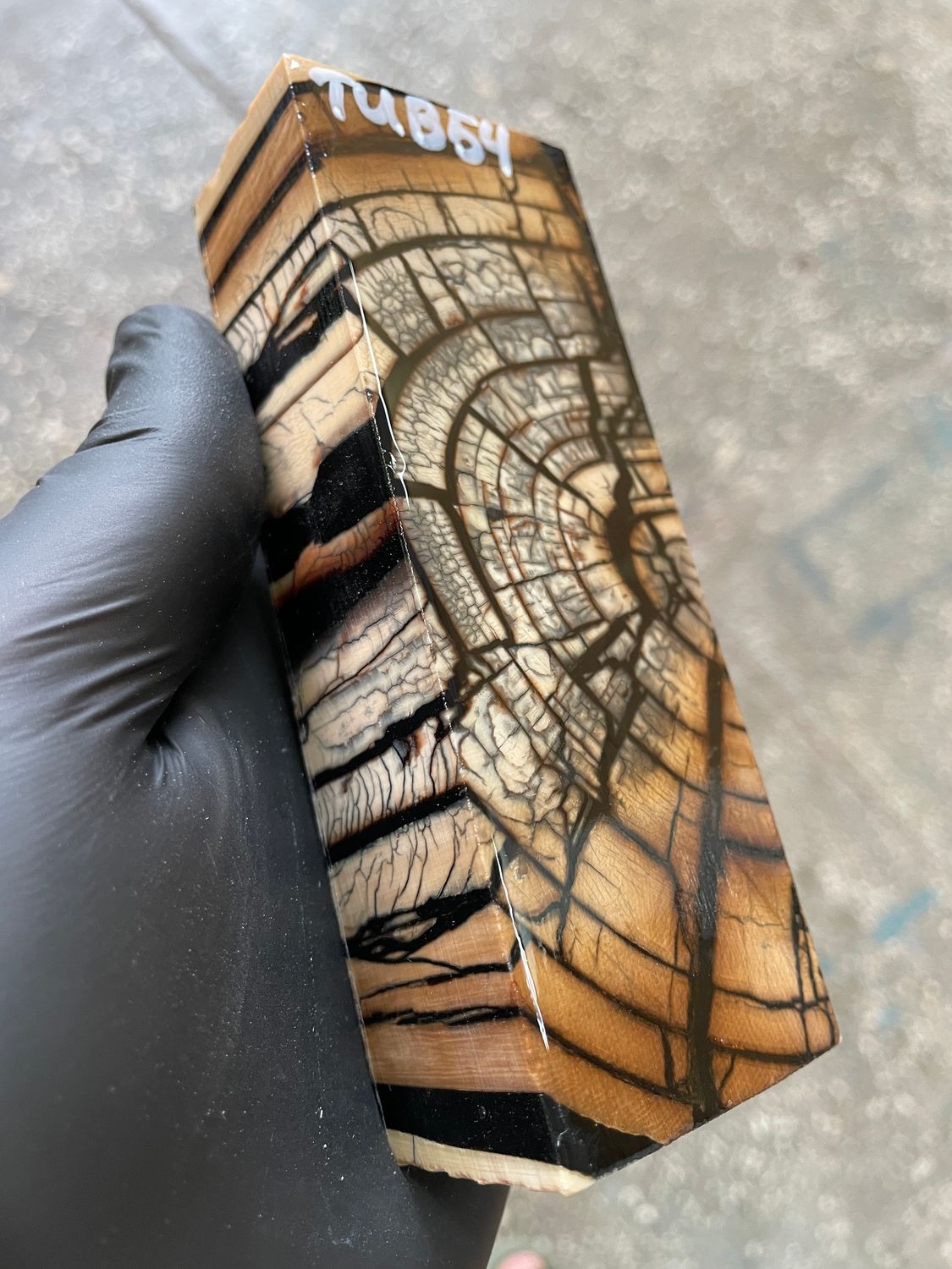 Mammoth Tusk Block Stabilized – Fossil Knife Handle Material for Custom Knives 4.96-1.81-1.18 inch TUB54
