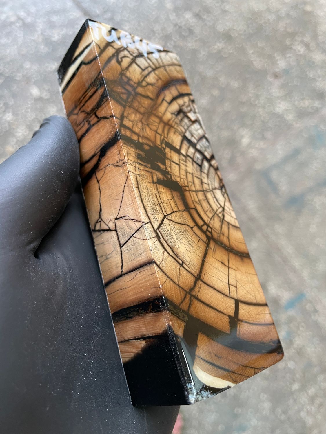 Mammoth Tusk Block Stabilized – Fossil Knife Handle Material for Custom Knives 5.27-1.81-1.18 inch TUB45