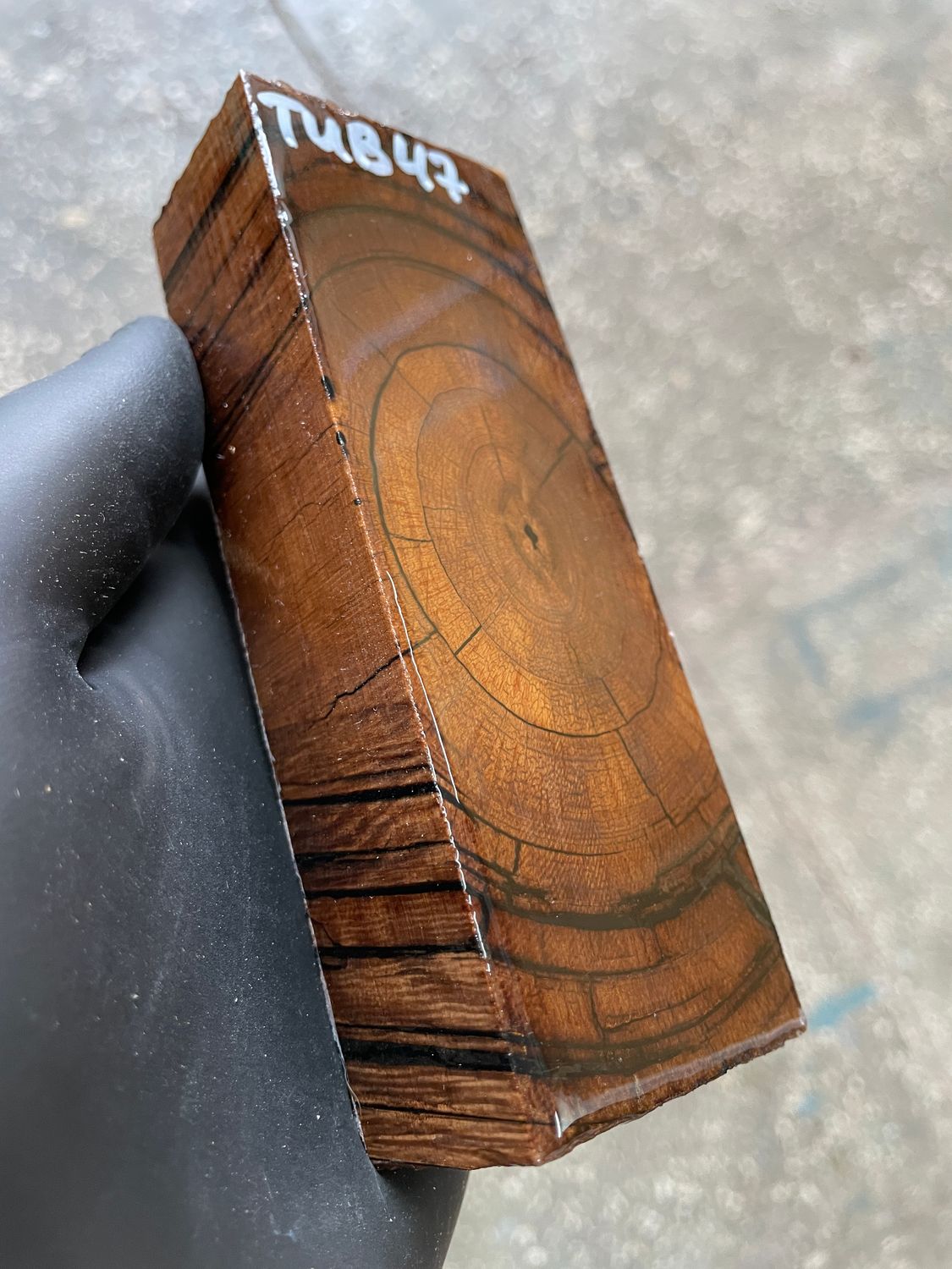 Mammoth Tusk Block Stabilized – Fossil Knife Handle Material for Custom Knives 5.15-1.81-1.18 inch TUB47