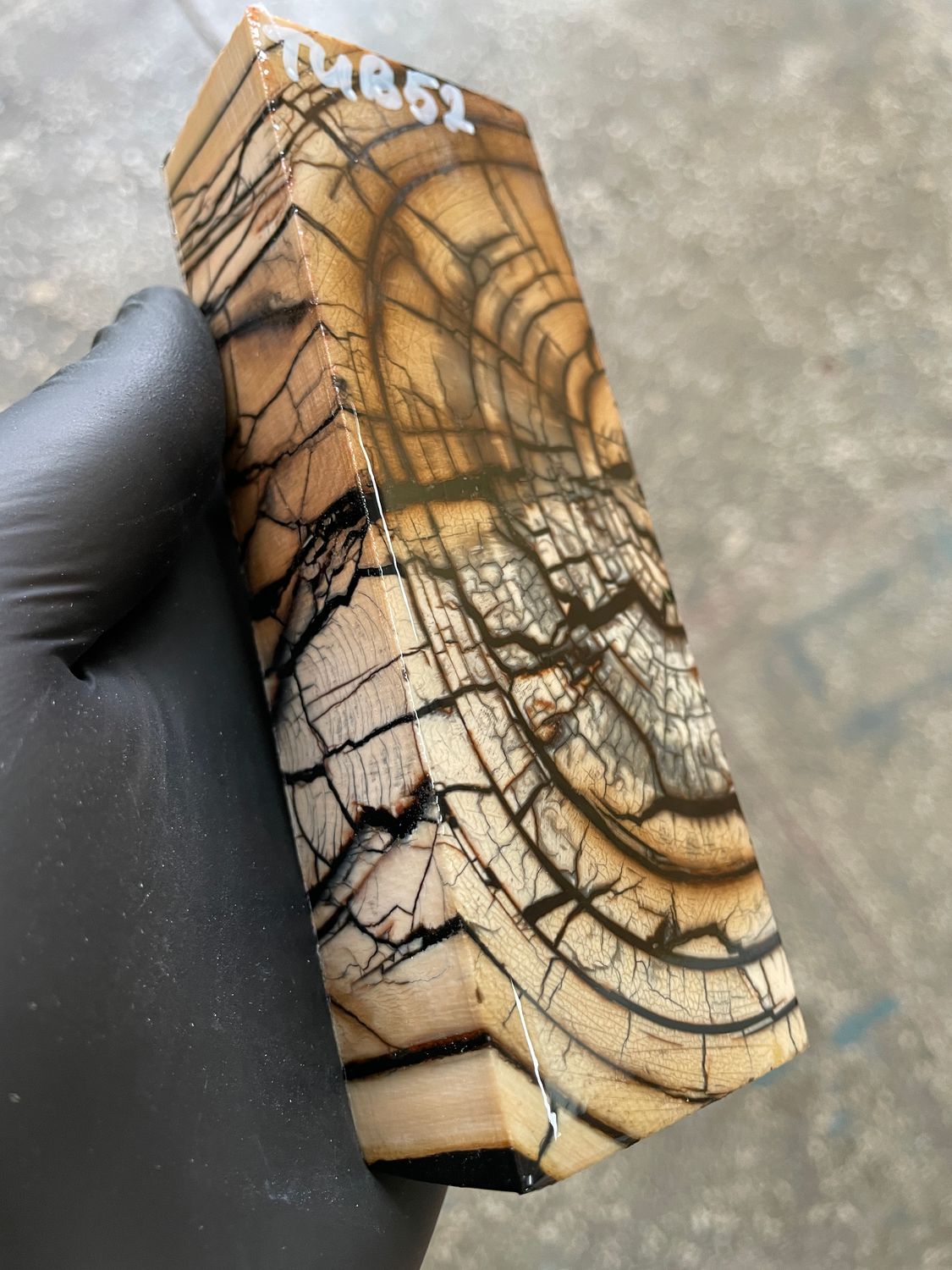 Mammoth Tusk Block Stabilized – Fossil Knife Handle Material for Custom Knives 5.35-1.81-1.18 inch TUB52