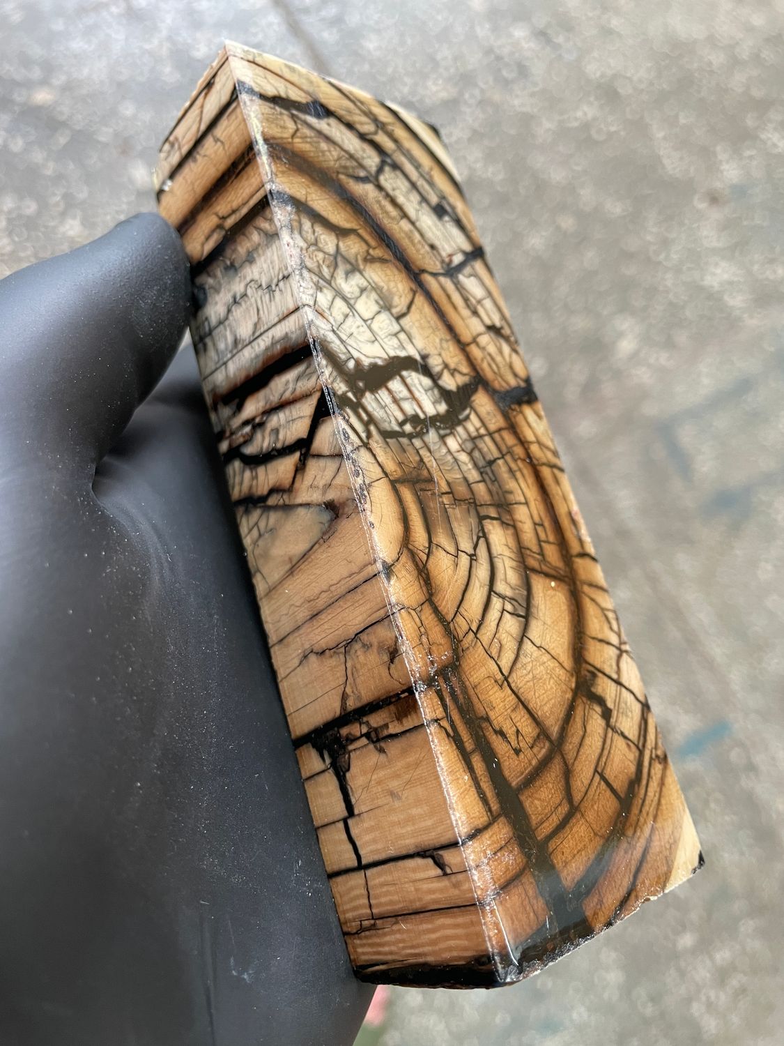 Mammoth Tusk Block Stabilized – Fossil Knife Handle Material for Custom Knives 5.31-1.81-1.14 inch TUB39