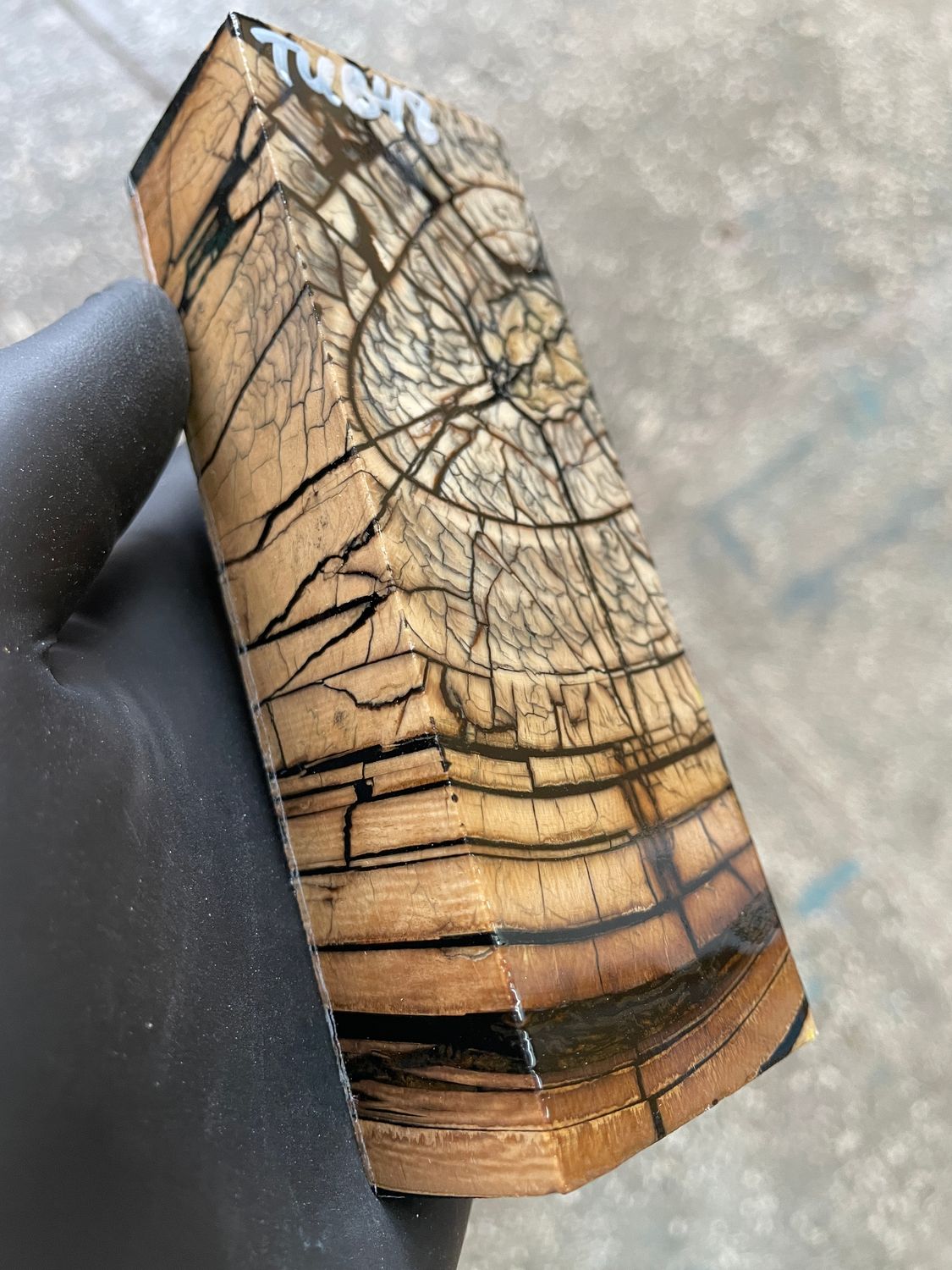 Mammoth Tusk Block Stabilized – Fossil Knife Handle Material for Custom Knives 5.27-1.85-1.22 inch TUB48