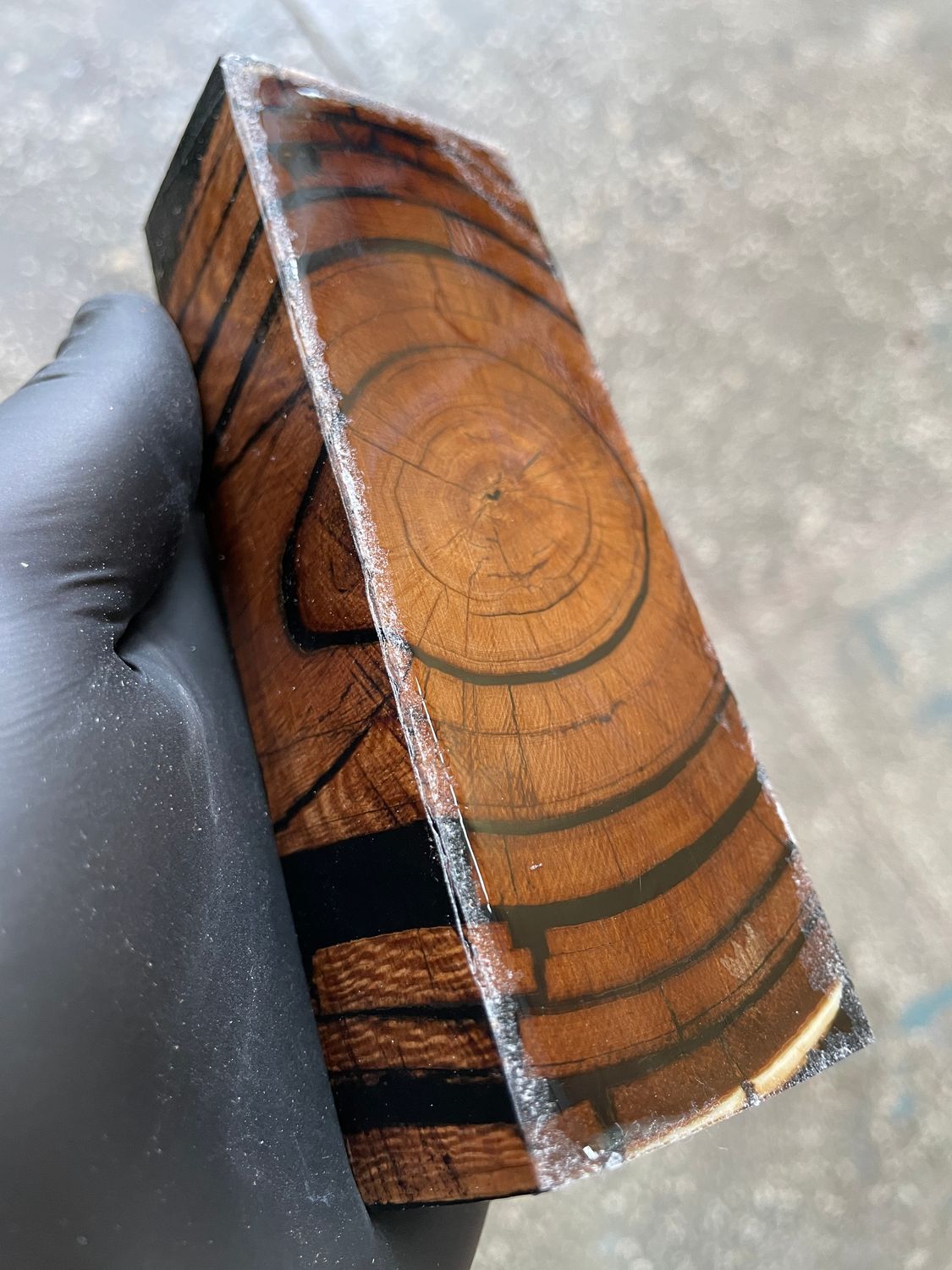 Mammoth Tusk Block Stabilized – Fossil Knife Handle Material for Custom Knives 5.15-1.81-1.22 inch TUB57