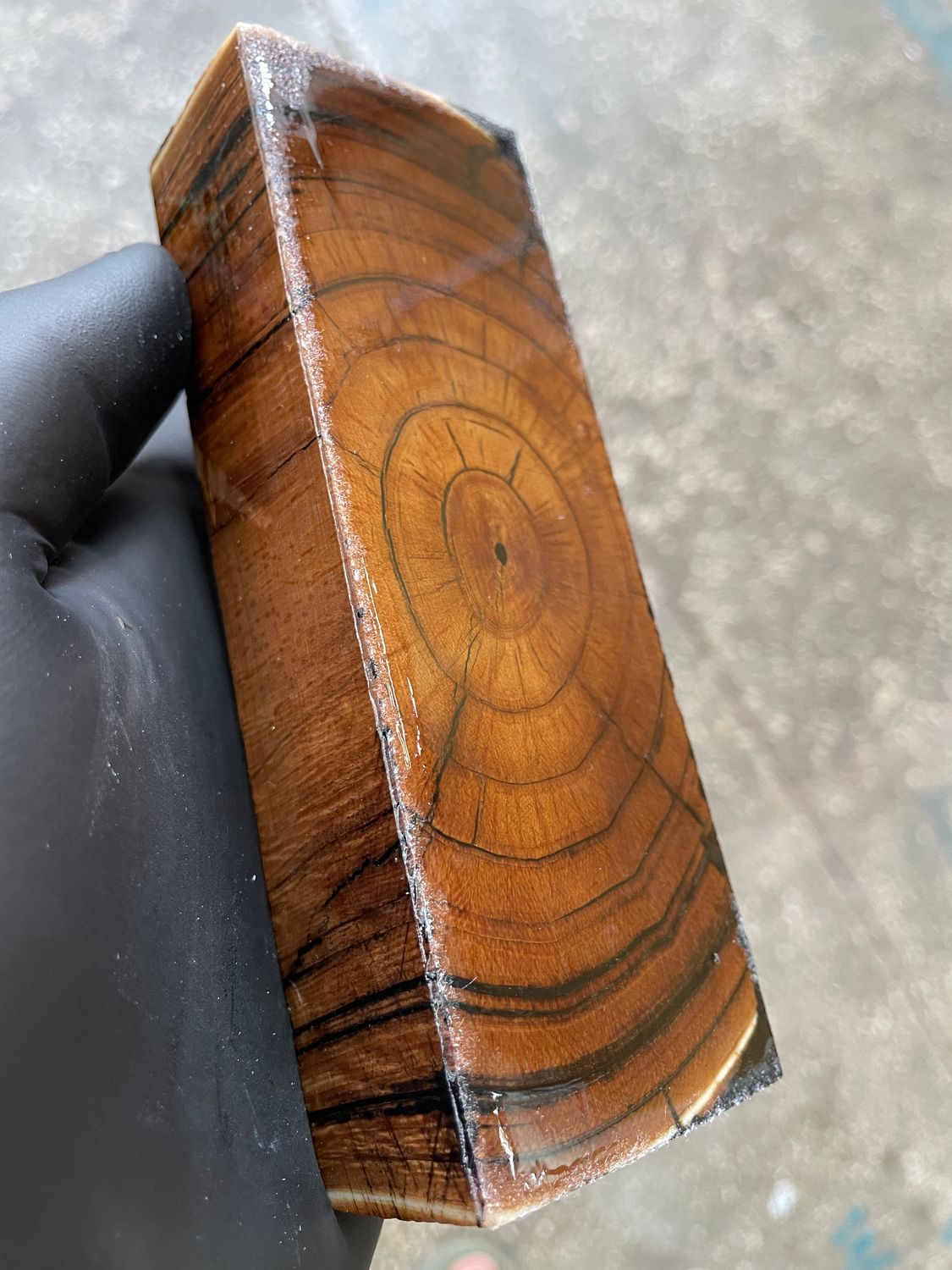 Mammoth Tusk Block Stabilized – Fossil Knife Handle Material for Custom Knives 5.31-1.81-1.1 inch TUB60