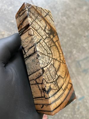 Mammoth Tusk Block Stabilized – Fossil Knife Handle Material for Custom Knives 5.27-1.81-1.14 inch TUB38