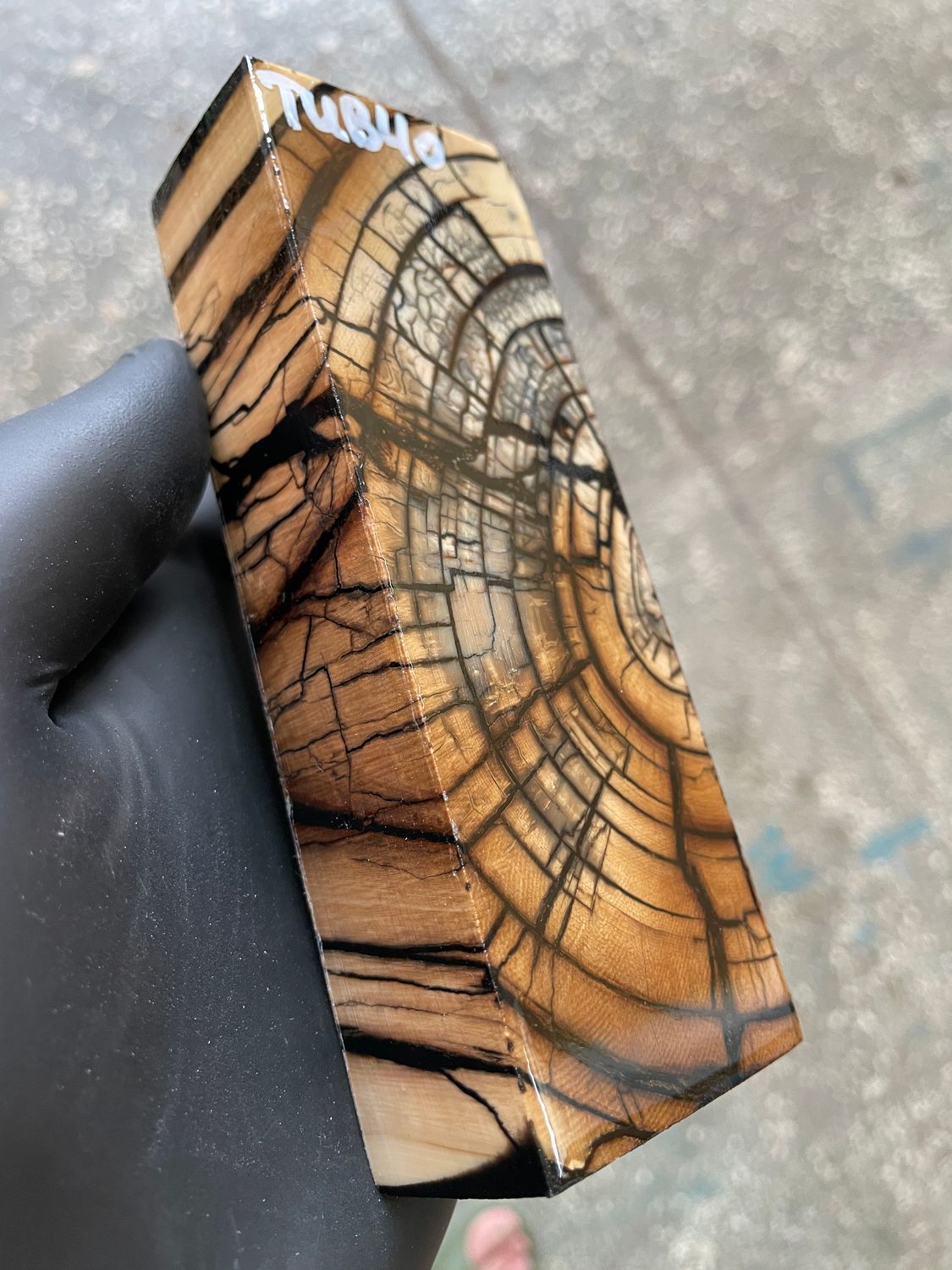 Mammoth Tusk Block Stabilized – Fossil Knife Handle Material for Custom Knives 5.27-1.81-1.18 inch TUB40