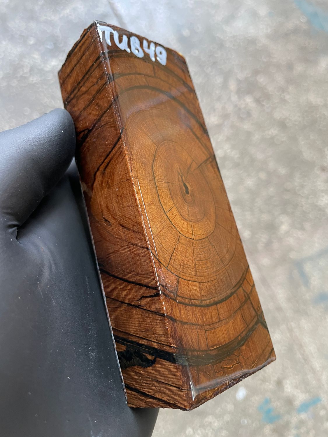 Mammoth Tusk Block Stabilized – Fossil Knife Handle Material for Custom Knives 5.03-1.81-1.18 inch TUB49