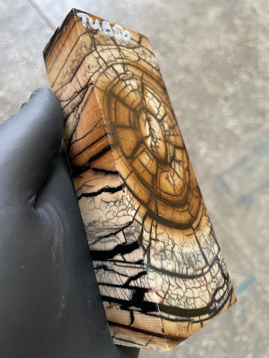 Mammoth Tusk Block Stabilized – Fossil Knife Handle Material for Custom Knives 5.27-1.81-1.18 inch TUB50