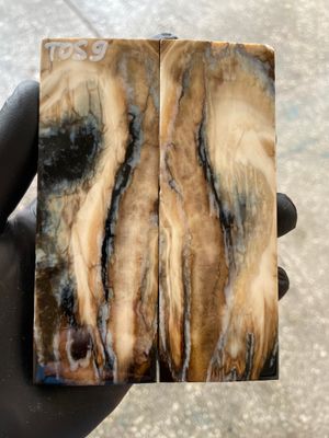 Mammoth Tooth Knife Handle Scales Stabilized Pair 5.19-1.81-0.39 inch TOS9
