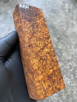 Stabilized Amboyna Burl Cap for Knife Handle – Premium Exotic Wood 5.7 × 1.85 × 1.1 inch AB4