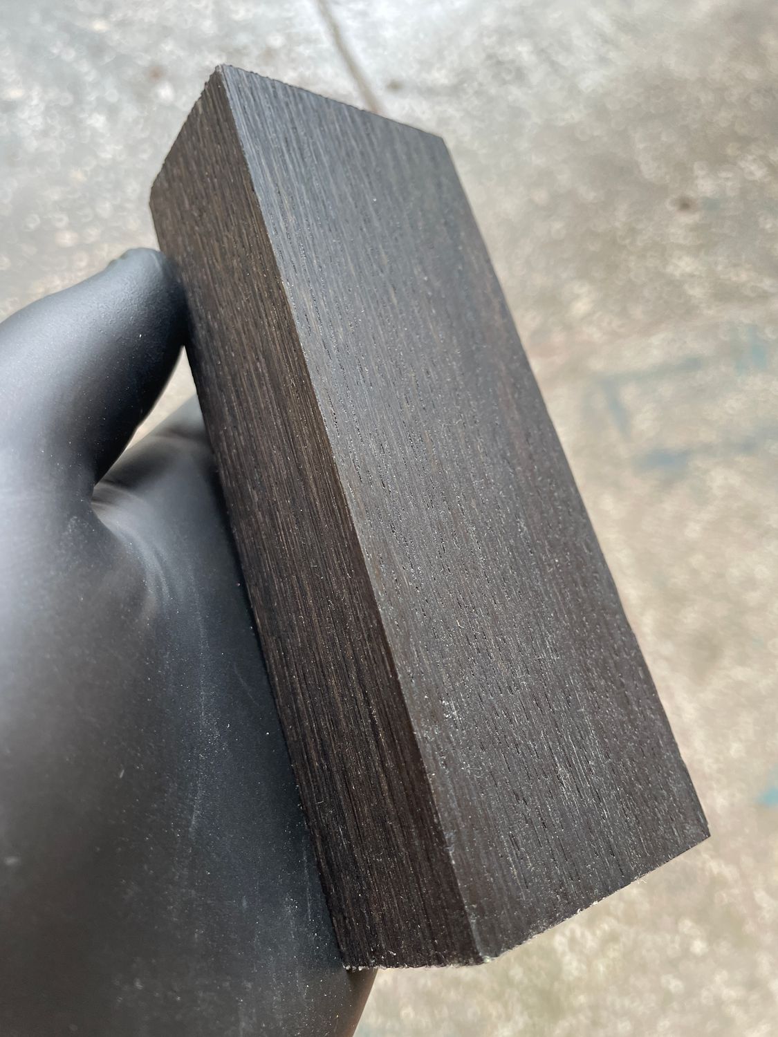 Ancient stabilized bog oak handle scales sanded and oiled, rare black wood material for handmade knives.