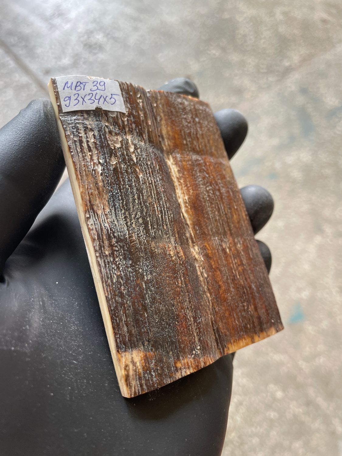 Mammoth Bark Tusk Knife Scales Fossil Pair 3.66×1.33×0.19 inch​​ MBT39