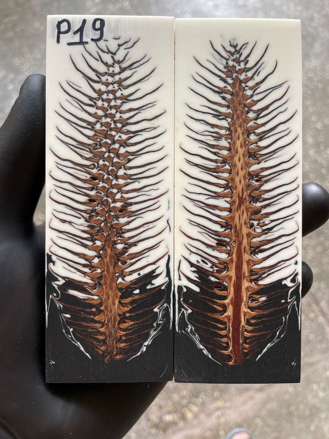 Pinecone Resin Knife Scales Stabilized Pair - Handle Material 5.19-1.73-0.43inch P19