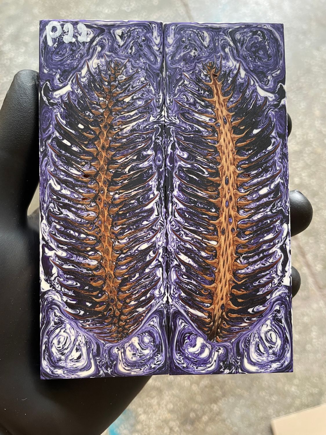 Pinecone Resin Knife Scales Stabilized Pair - Handle Material 5.19-1.73-0.43inch P22