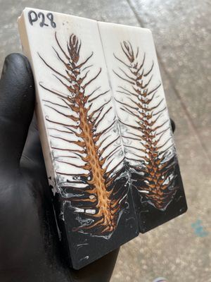 Pinecone Resin Knife Scales Stabilized Pair - Handle Material 5.19-1.73-0.43inch P28