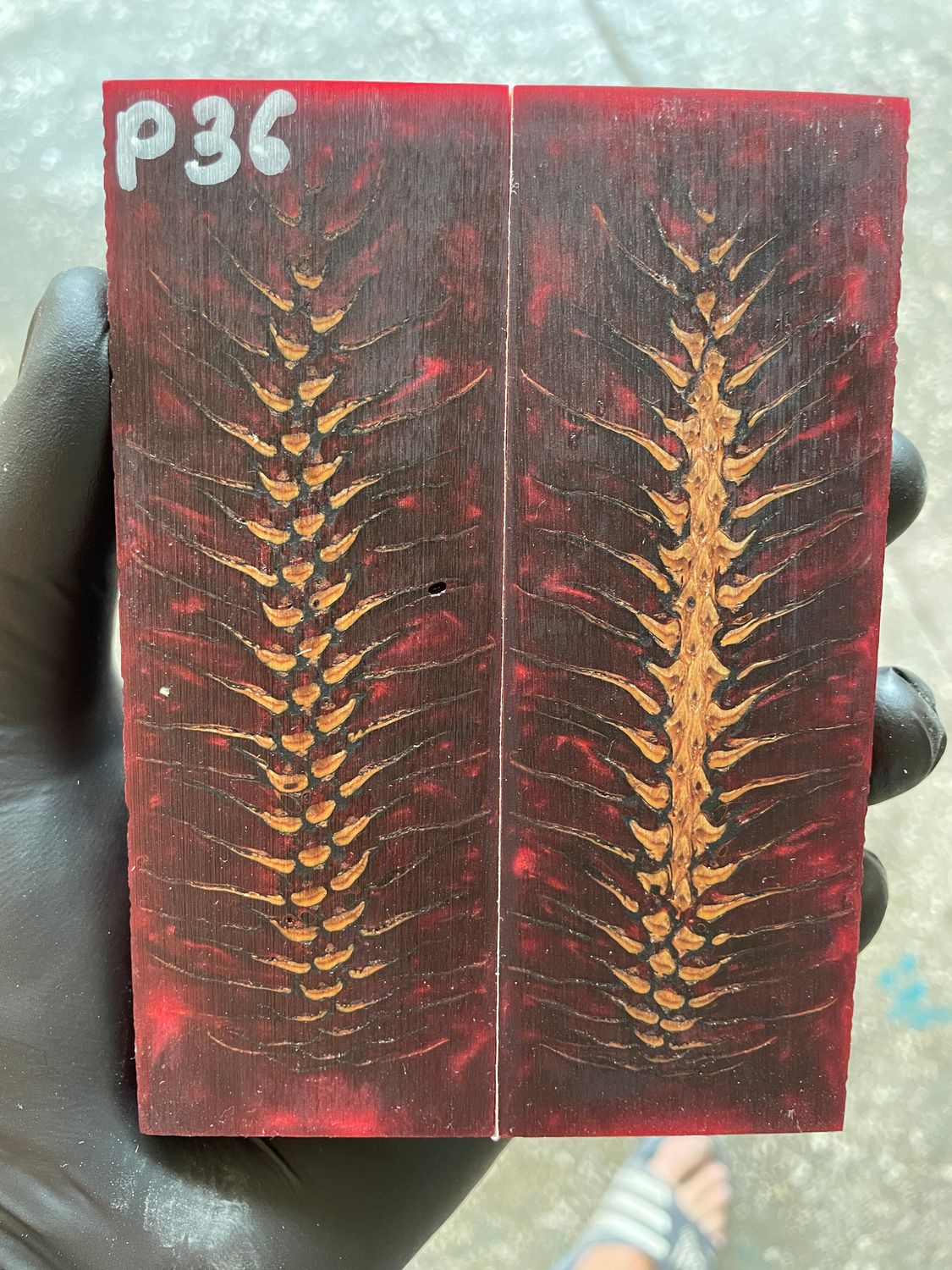 Pinecone Resin Knife Scales Stabilized Pair - Handle Material 5.19-1.73-0.43inch P36