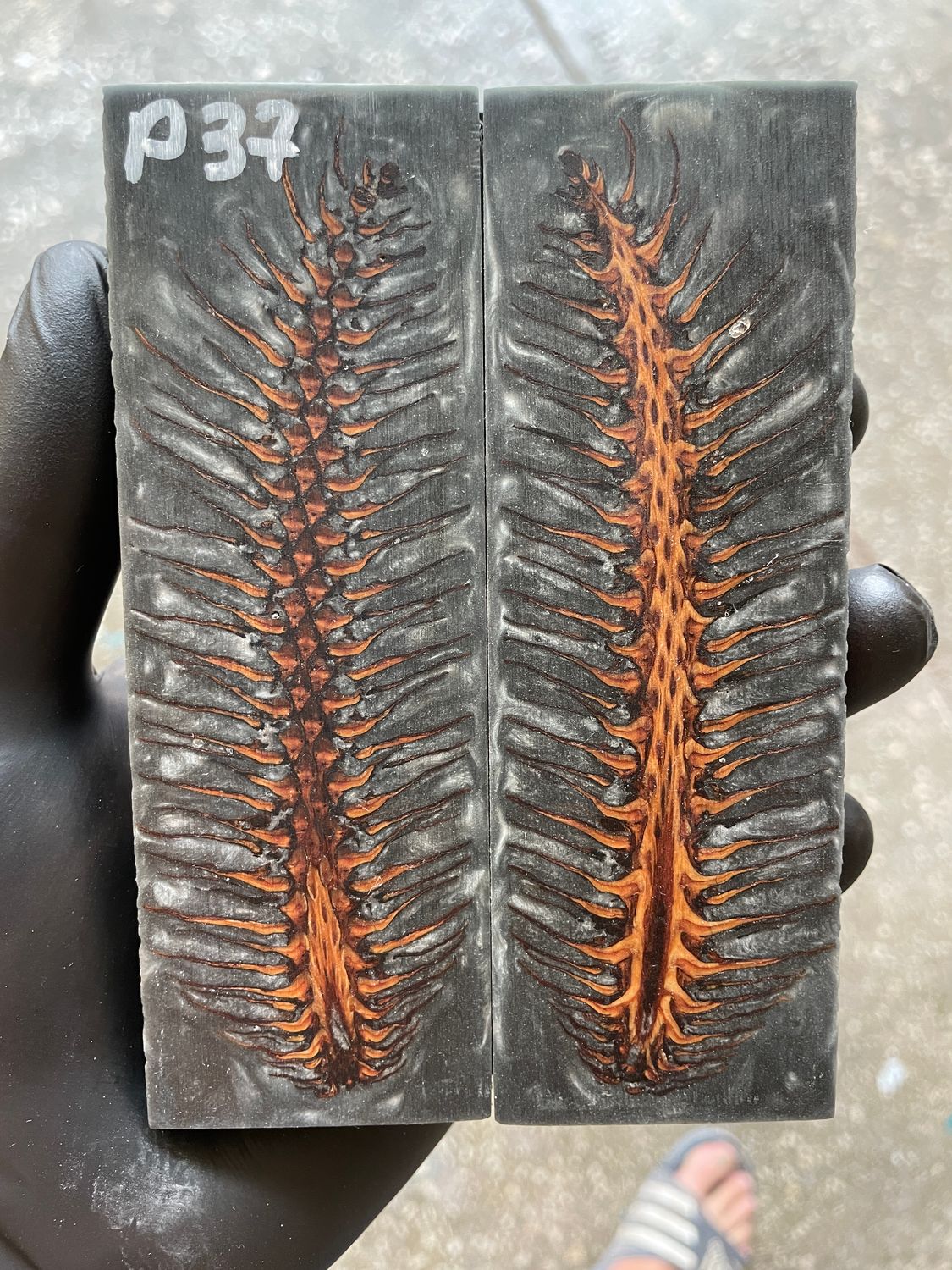 Pinecone Resin Knife Scales Stabilized Pair - Handle Material 5.19-1.73-0.43inch P37