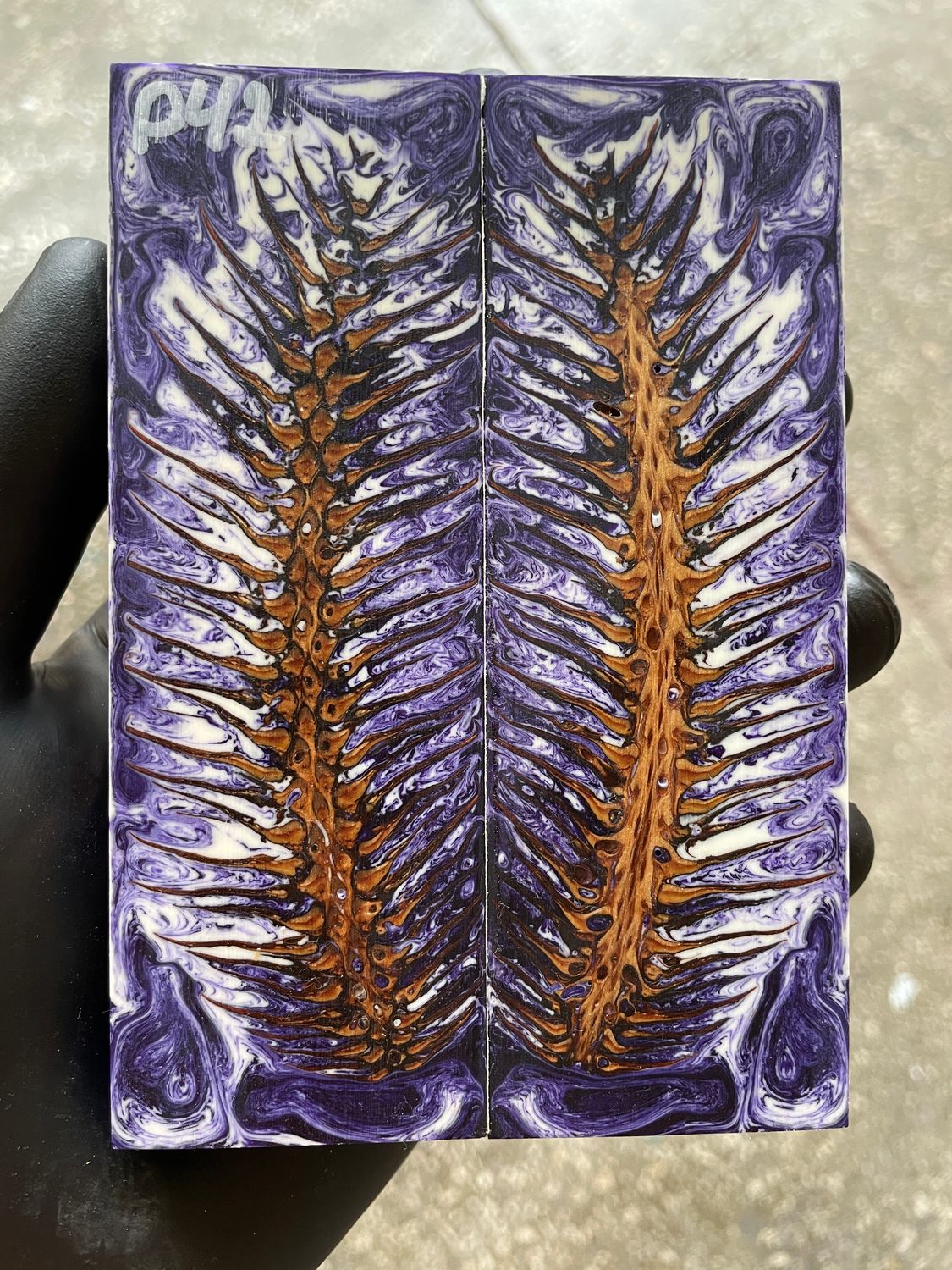 Pinecone Resin Knife Scales Stabilized Pair - Handle Material 5.19-1.73-0.43inch P42