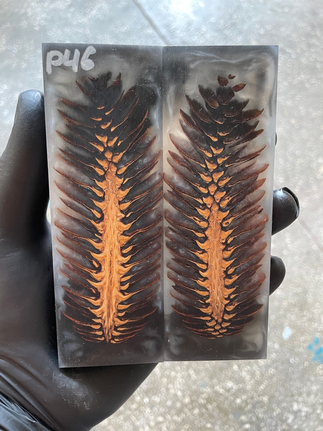 Pinecone Resin Knife Scales Stabilized Pair - Handle Material 5.19-1.73-0.43inch P46