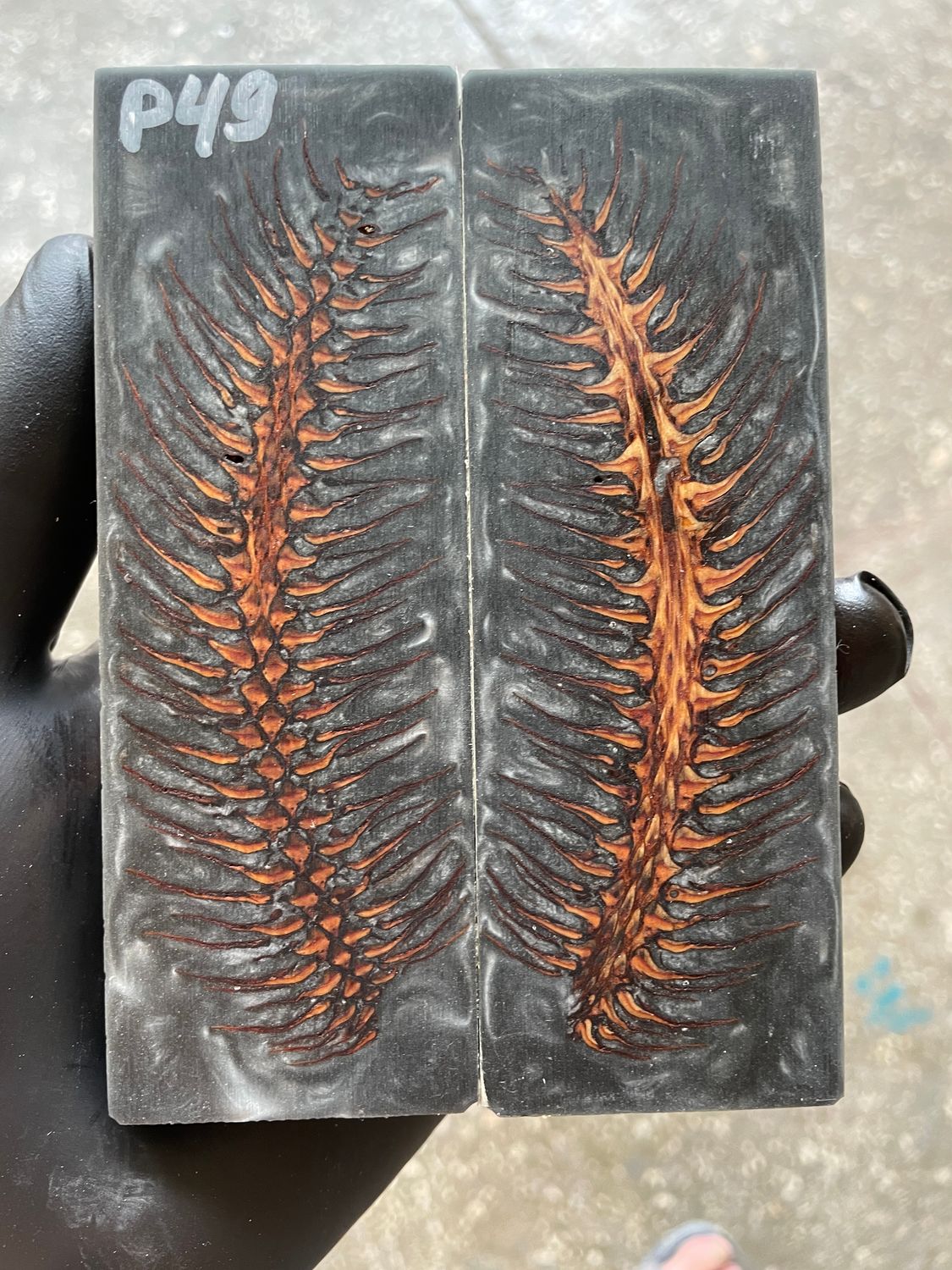 Pinecone Resin Knife Scales Stabilized Pair - Handle Material 5.19-1.73-0.43inch P49