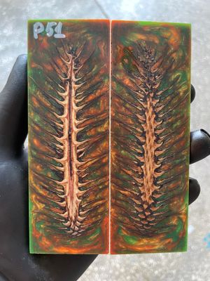Pinecone Resin Knife Scales Stabilized Pair - Handle Material 5.19-1.73-0.43inch P51