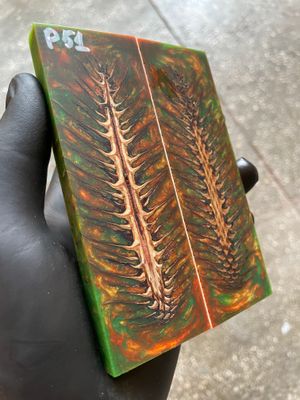 Pinecone Resin Knife Scales Stabilized Pair - Handle Material 5.19-1.73-0.43inch P51
