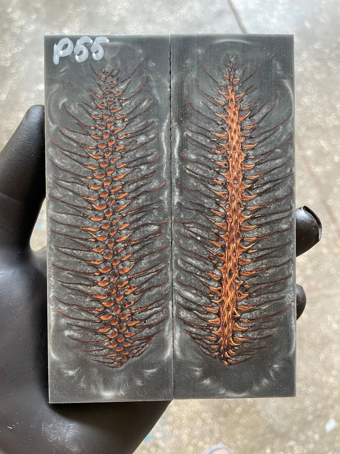 Pinecone Resin Knife Scales Stabilized Pair - Handle Material 5.19-1.73-0.43inch P55