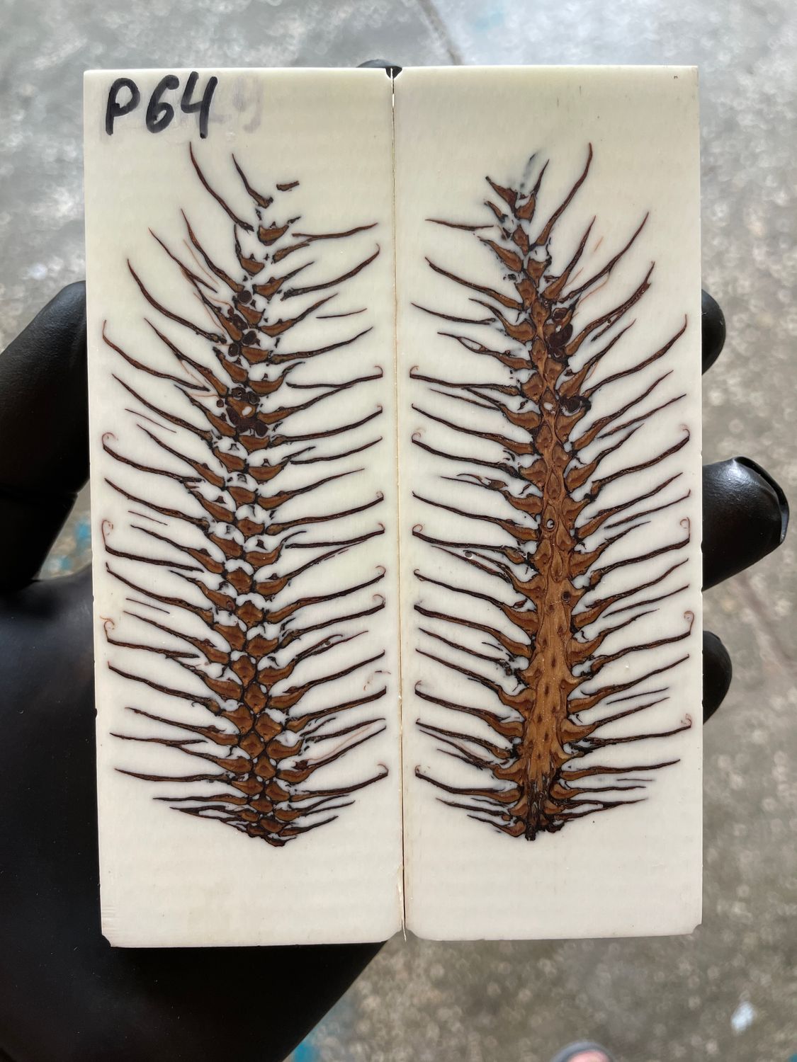 Pinecone Resin Knife Scales Stabilized Pair - Handle Material 5.19-1.73-0.43inch P64