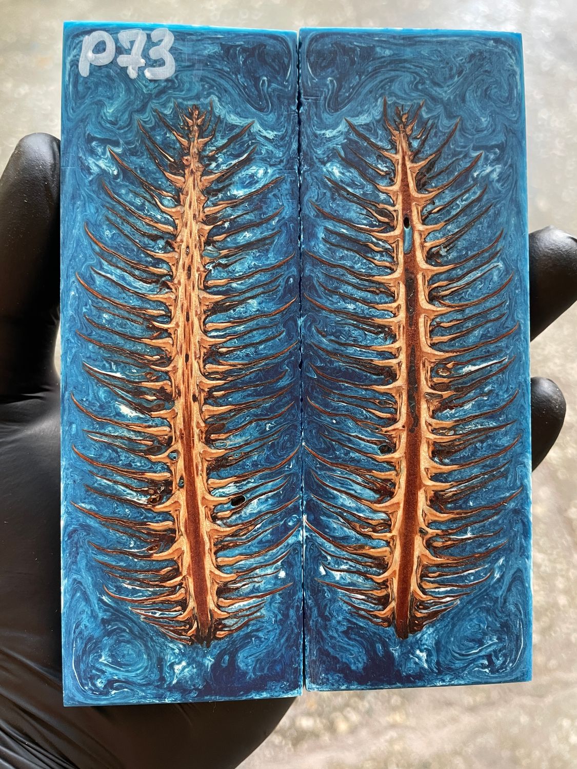 Pinecone Resin Knife Scales Stabilized Pair - Handle Material 5.19-1.73-0.43inch P73