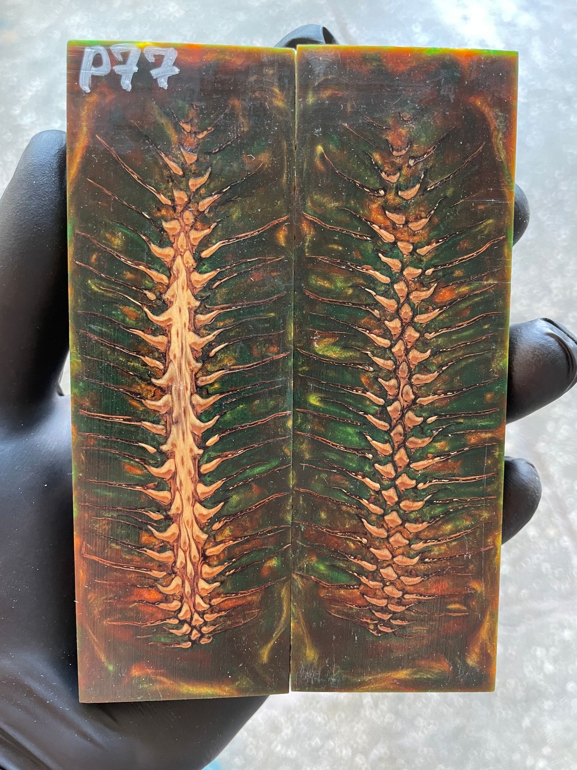 Pinecone Resin Knife Scales Stabilized Pair - Handle Material 5.19-1.73-0.43inch P77