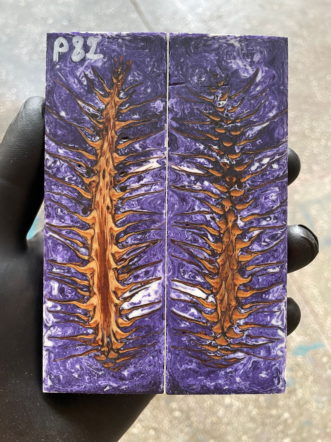 Pinecone Resin Knife Scales Stabilized Pair - Handle Material 5.19-1.73-0.43inch P82