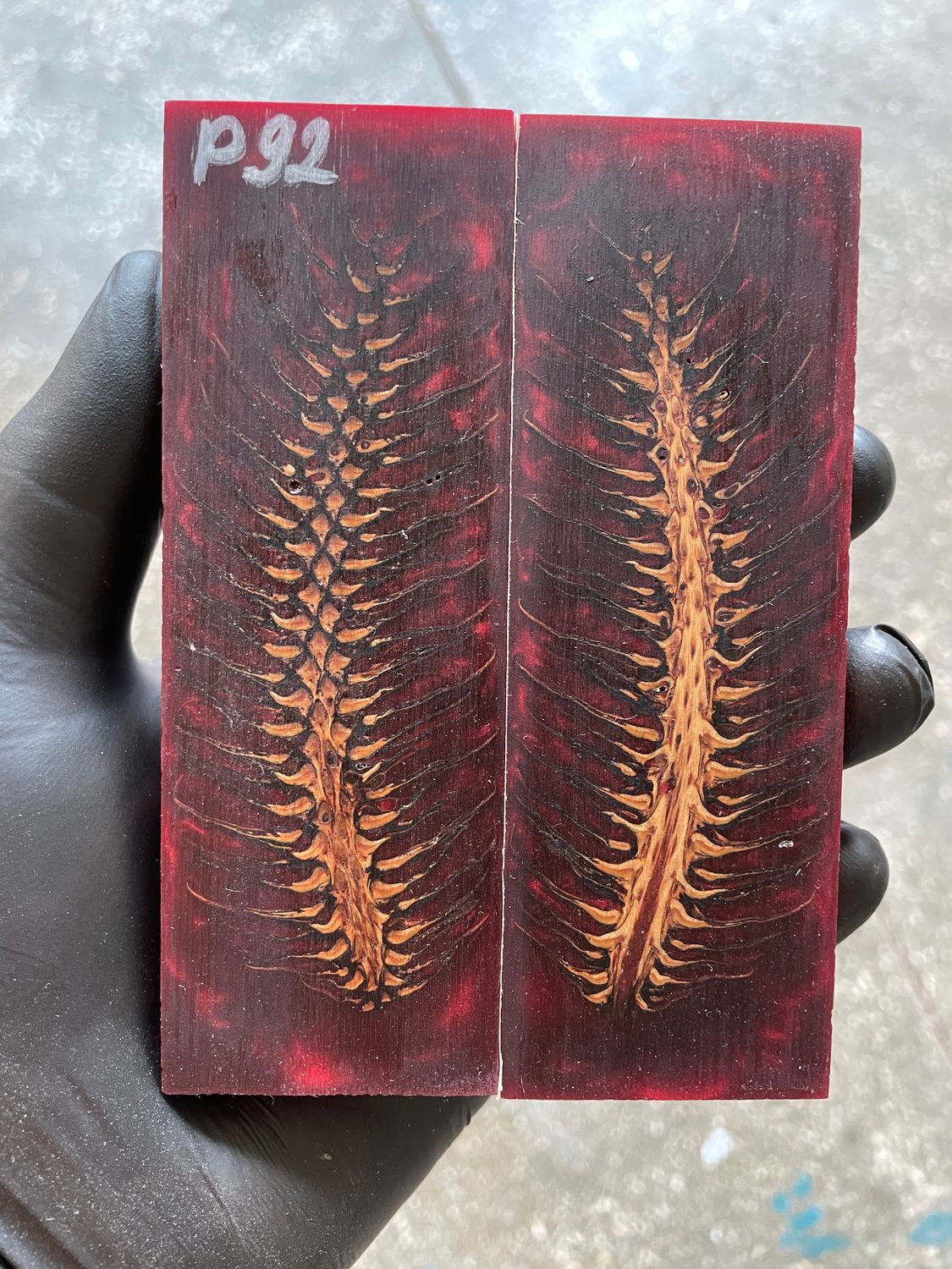 Pinecone Resin Knife Scales Stabilized Pair - Handle Material 5.19-1.73-0.43inch P92