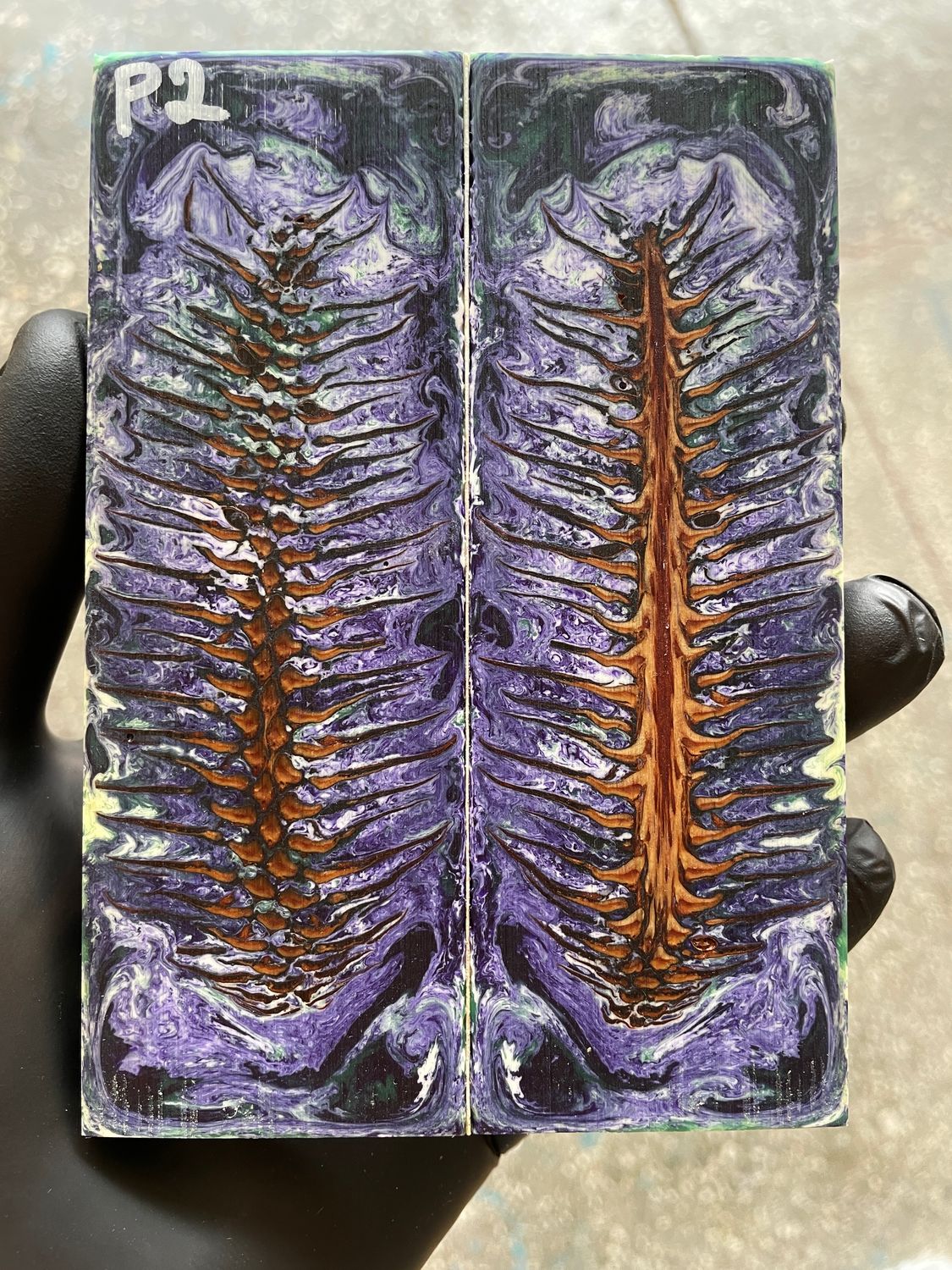 Pinecone Resin Knife Scales Stabilized Pair - Handle Material 5.19-1.73-0.43inch P2