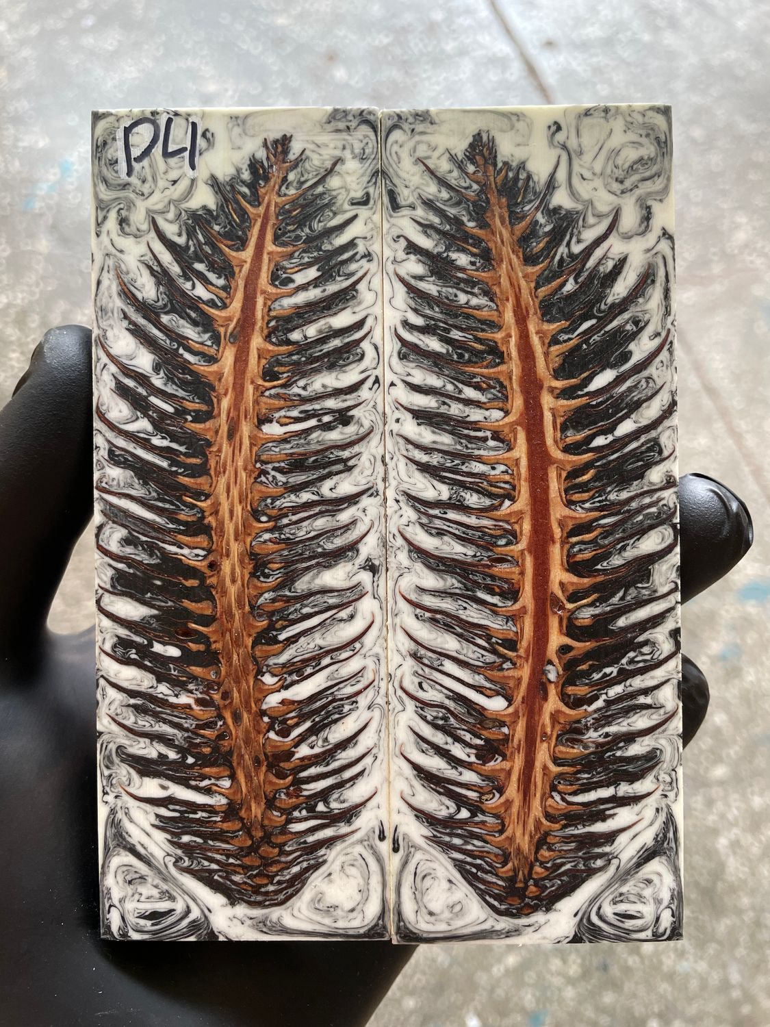 Pinecone Resin Knife Scales Stabilized Pair - Handle Material 5.19-1.73-0.43inch P4
