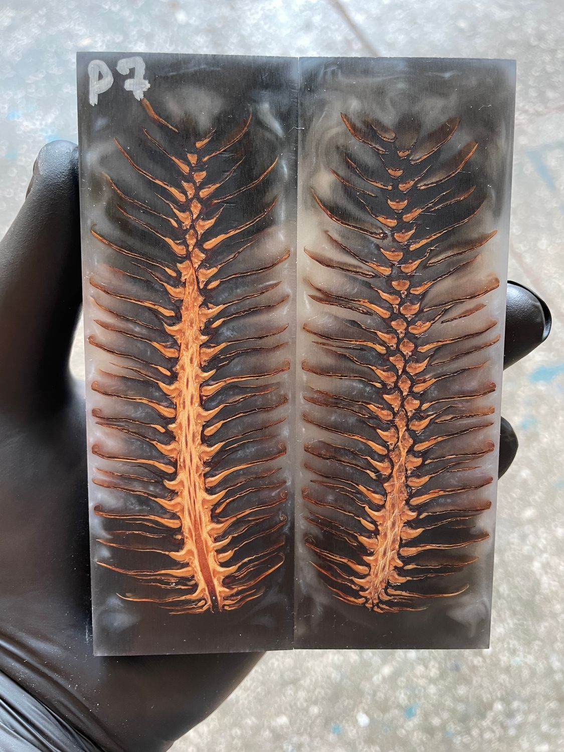 Pinecone Resin Knife Scales Stabilized Pair - Handle Material 5.19-1.73-0.43inch P7
