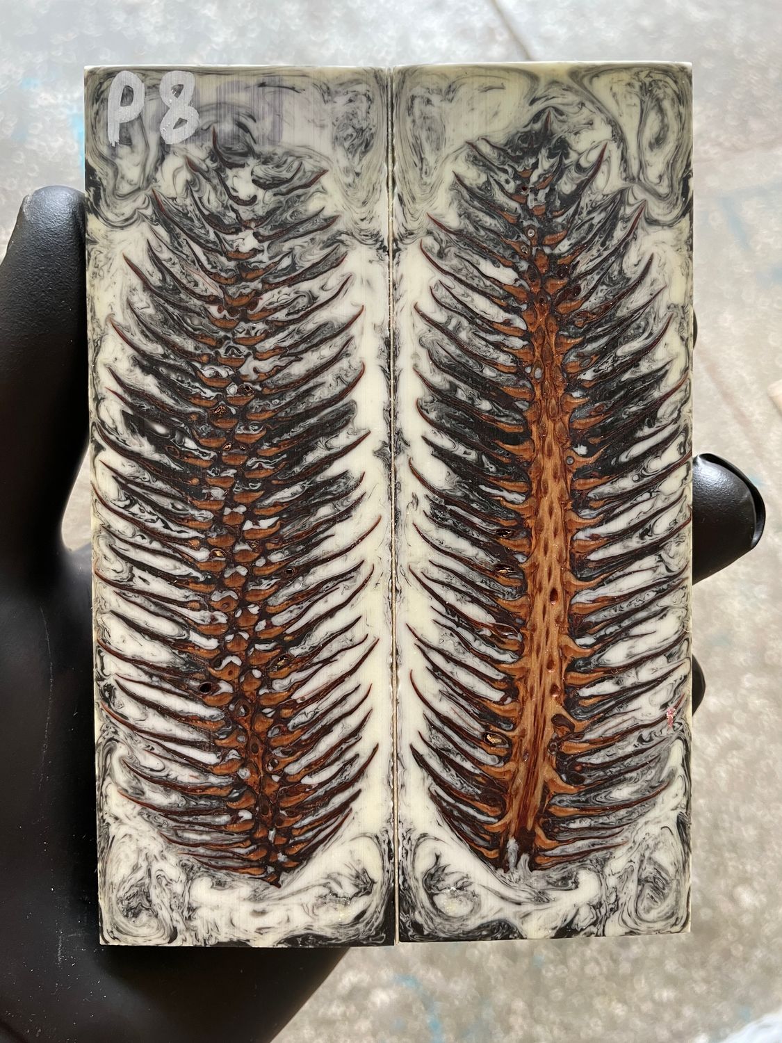 Pinecone Resin Knife Scales Stabilized Pair - Handle Material 5.19-1.73-0.43inch P8