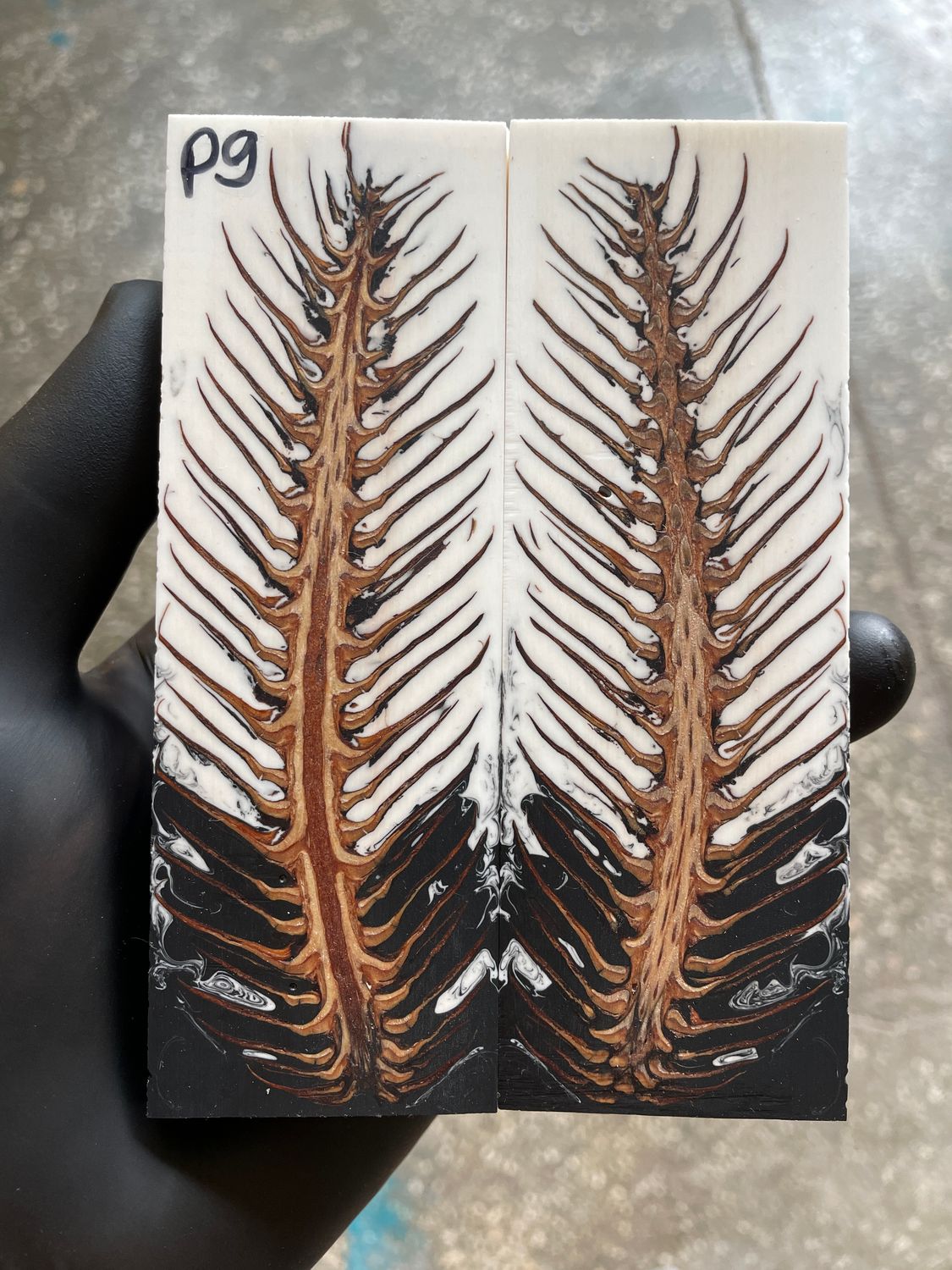 Pinecone Resin Knife Scales Stabilized Pair - Handle Material 5.19-1.73-0.43inch P9