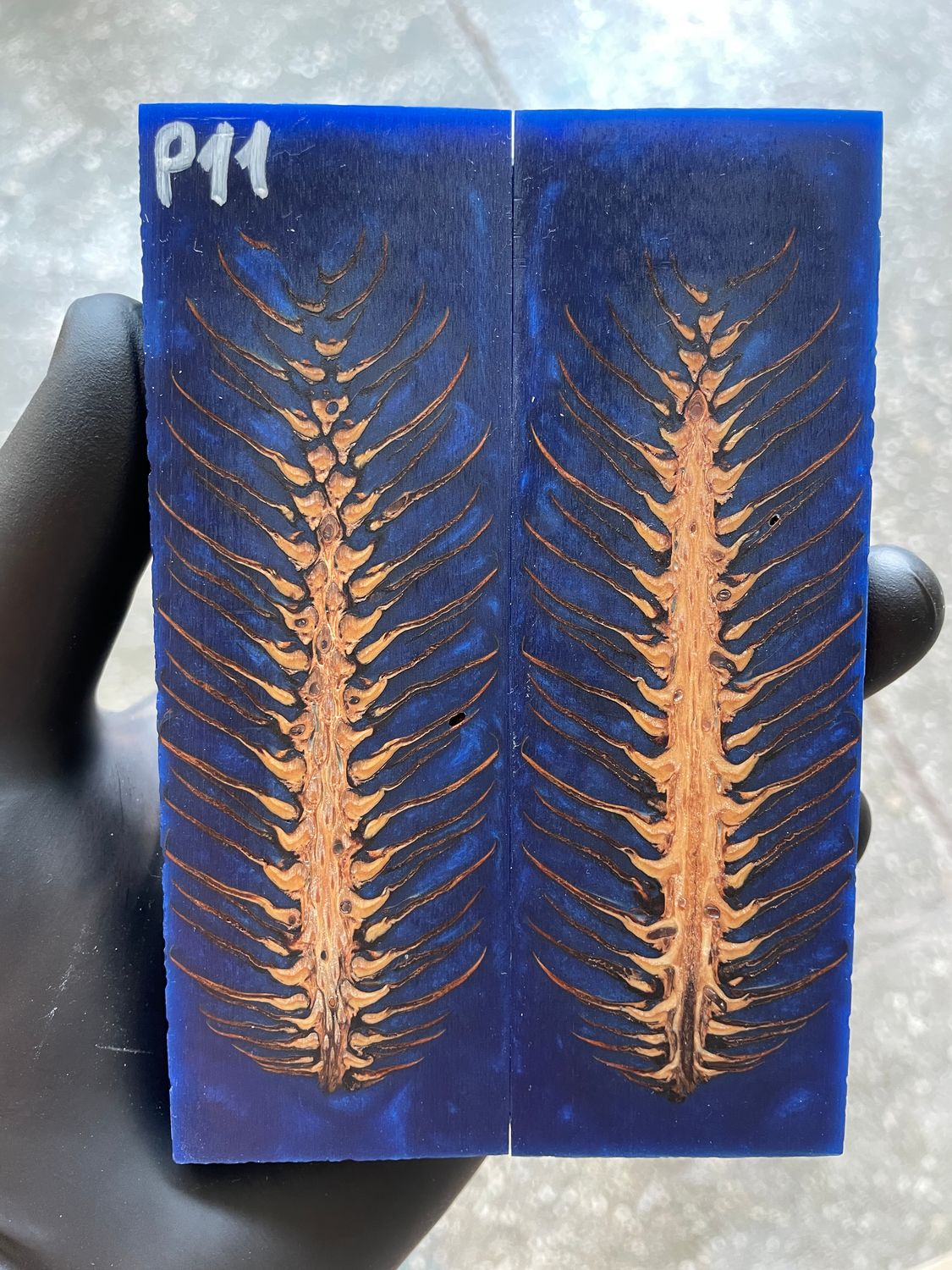Pinecone Resin Knife Scales Stabilized Pair - Handle Material 5.19-1.73-0.43inch P11