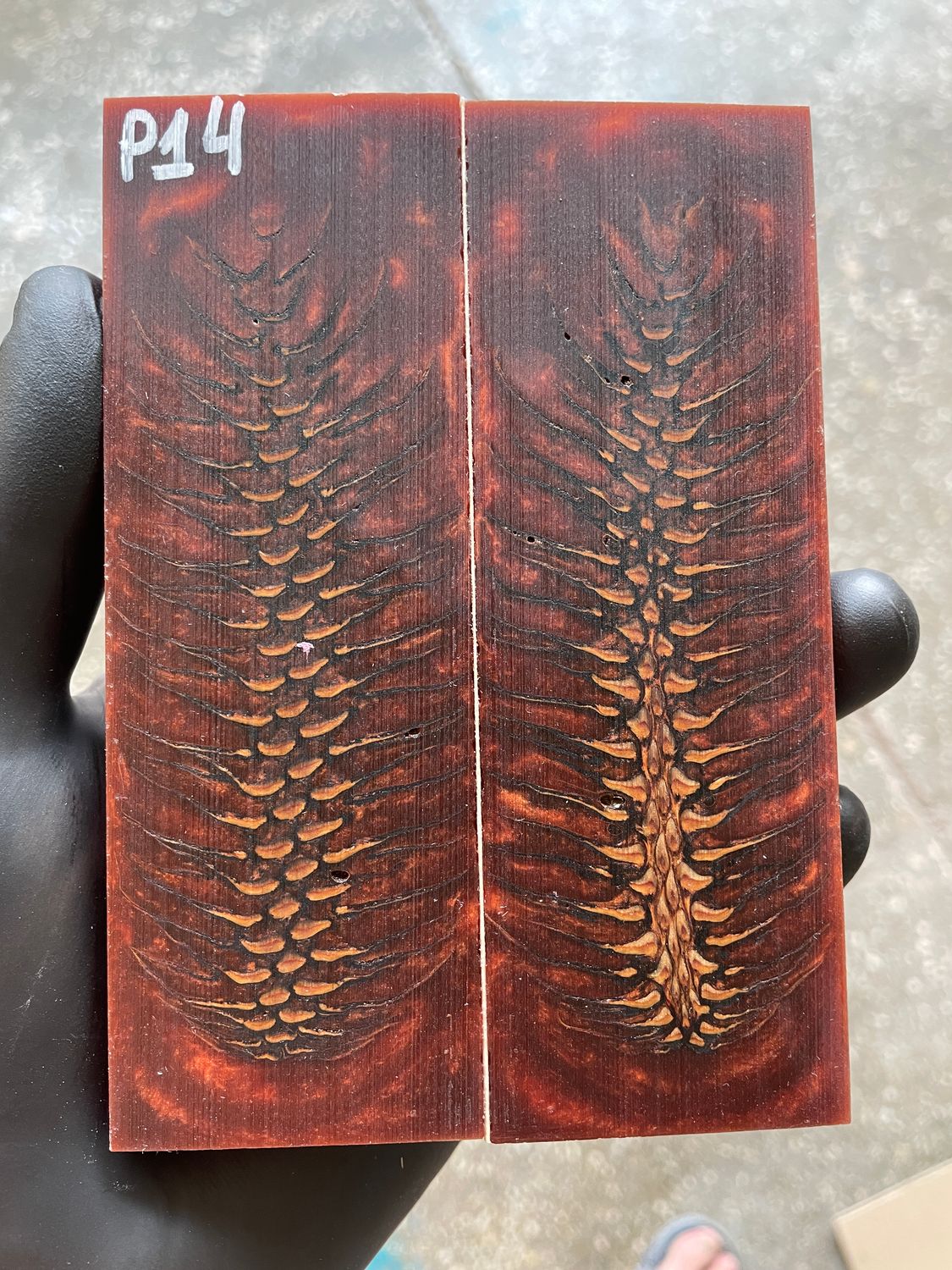 Pinecone Resin Knife Scales Stabilized Pair - Handle Material 5.19-1.73-0.43inch P14