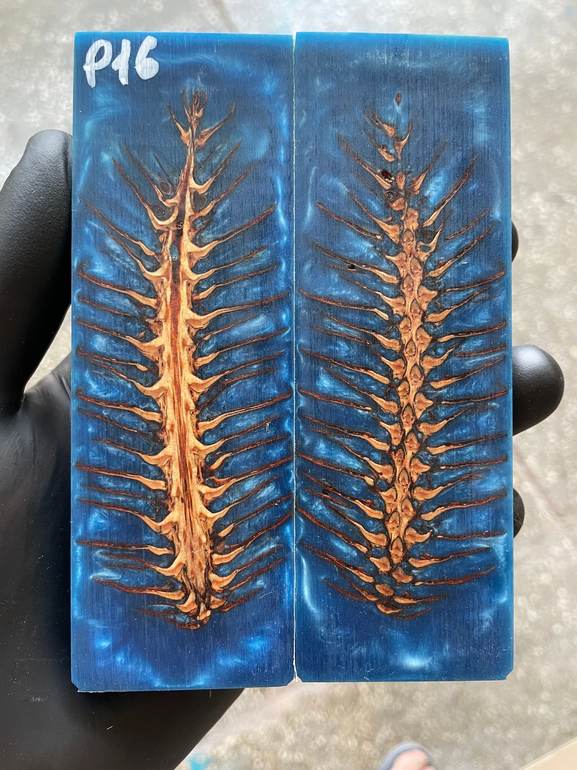 Pinecone Resin Knife Scales Stabilized Pair - Handle Material 5.19-1.73-0.43inch P16