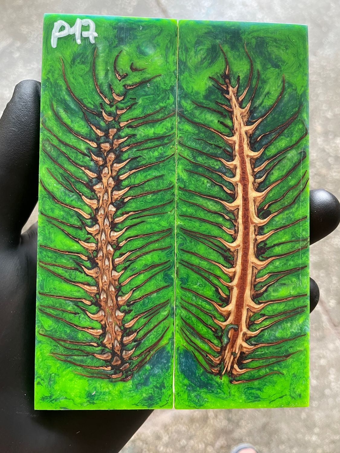 Pinecone Resin Knife Scales Stabilized Pair - Handle Material 5.19-1.73-0.43inch P17