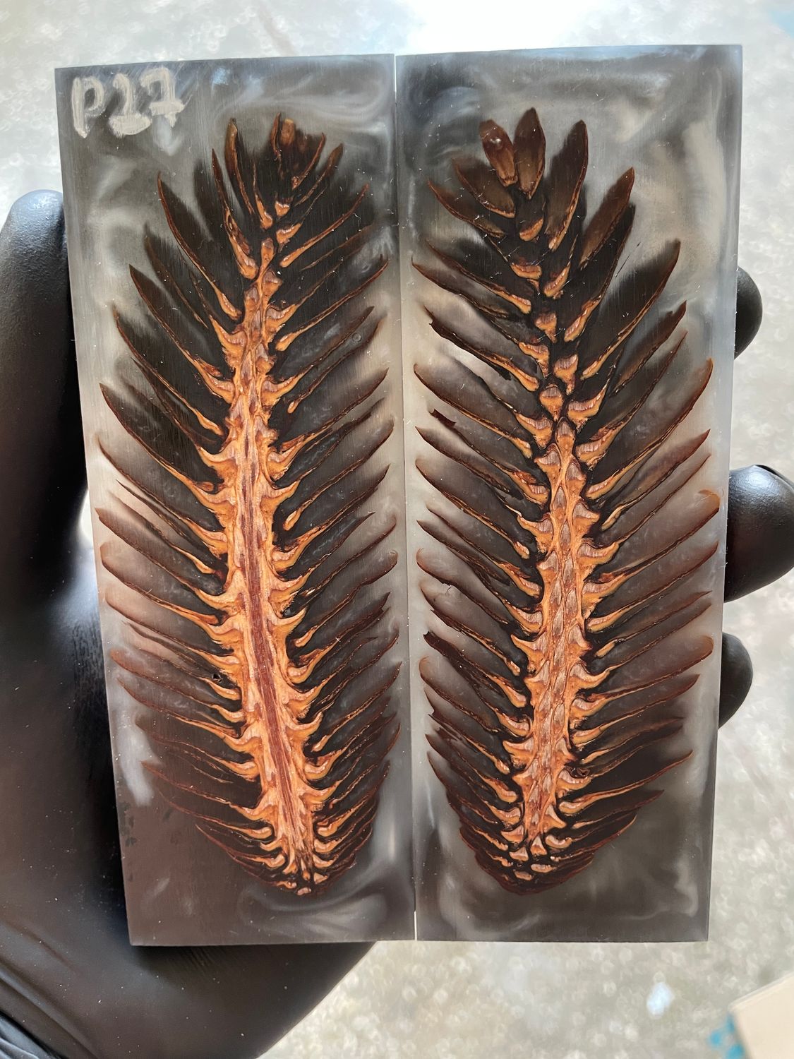 Pinecone Resin Knife Scales Stabilized Pair - Handle Material 5.19-1.73-0.43inch P27