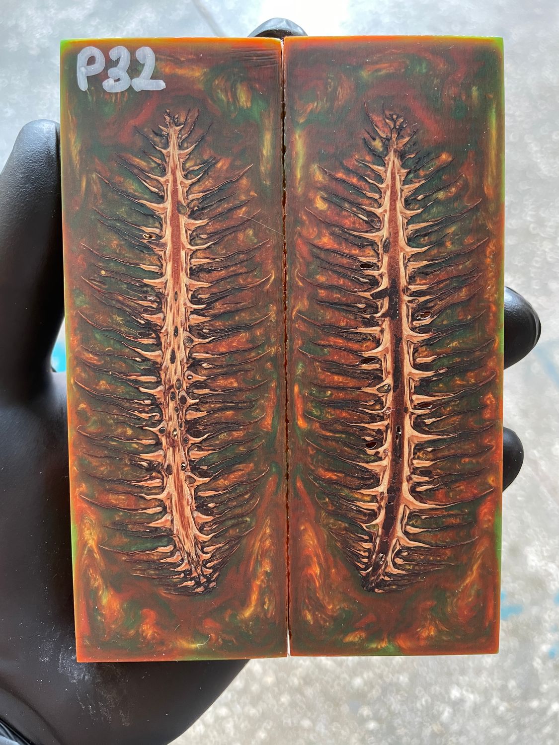 Pinecone Resin Knife Scales Stabilized Pair - Handle Material 5.19-1.73-0.43inch P32